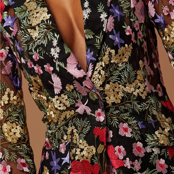 NWT Fashion Nova Sheer black Floral blazer - Picture 2 of 3